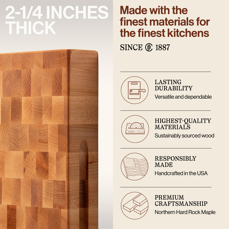 John Boos Chinese Chopping Block 2.25" End Grain Reversible, Maple, 20" L x 15" W
