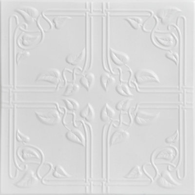 Tuile de plafond en polystyrène collé 1,6 pi x 1,6 pi Ivy Leaves