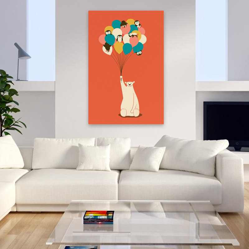 Bouquet de pingouins - enfants animaux urbains, pop, surréalisme, ours, humour, pingouins, art, H 48 po x l 32 po