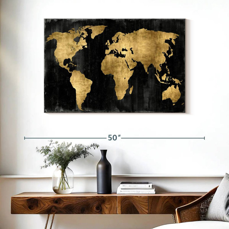 Aliaz The World - or sur fond noir, H 26 po x l 39 po