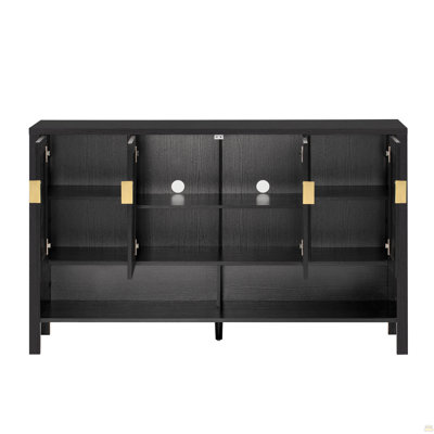 Storage Sideboard With 4-Doors,Buffet With Open Shelf And 2-Tiers Adjustable Shelves