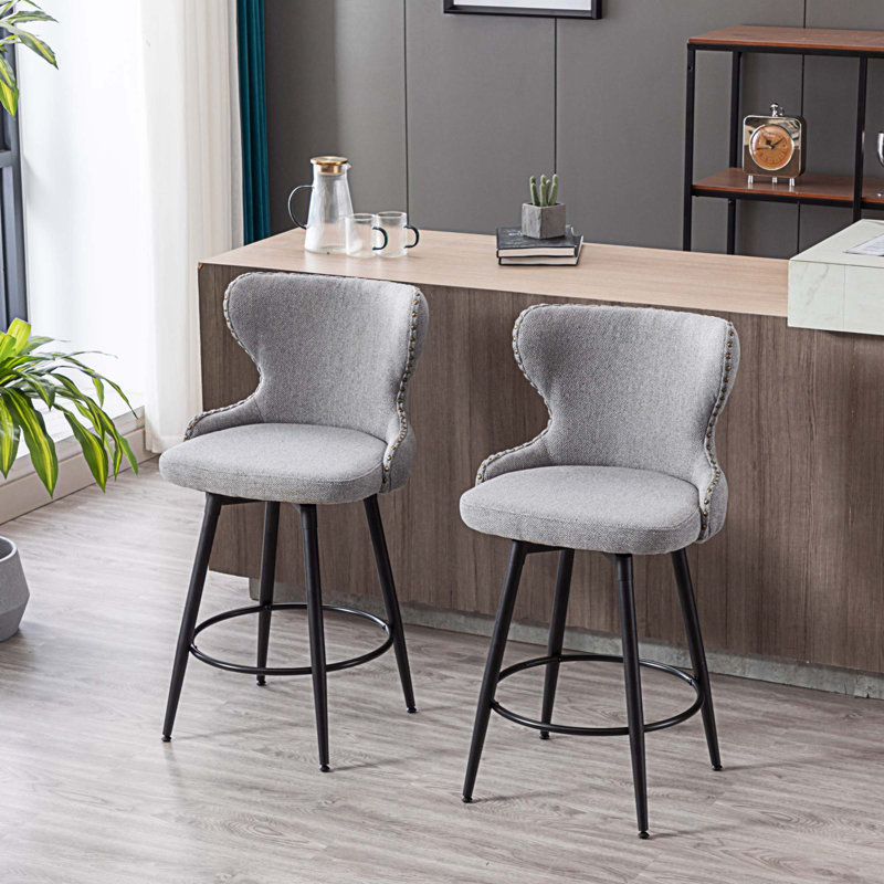 Tabouret de bar pivotant 2 pièces Sonata, gris