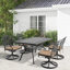 Ensemble de salle à manger 5 pièces en aluminium coulé résistant aux intempéries, comprenant 4 chaises pivotantes et une table rectangulaire avec cadre-862884564