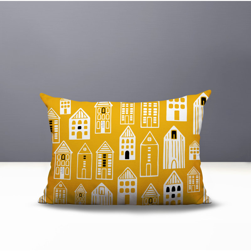 Oreiller rectangulaire réversible intérieur / extérieur Kito, Jaune, Rectangle H 14 po x l 20 po