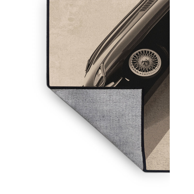 Machine Washable Potts Classic Luxury Car Posh & Luxe Rug in Beige – Black Binding, 5x7