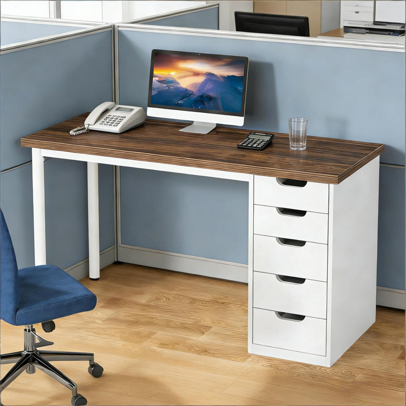 Bureaux en bois durable, design moderne brun blanc, espace de travail pour bureau à domicile