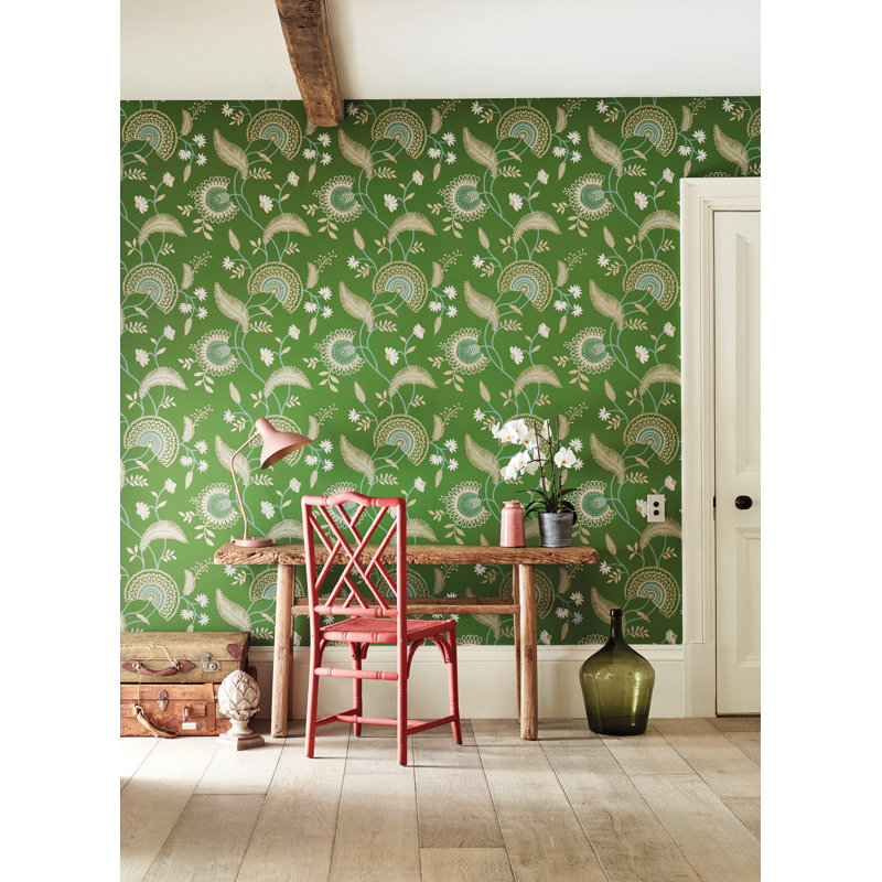 Hakimi 10.05m x 52cm Matte Wallpaper Roll, Green