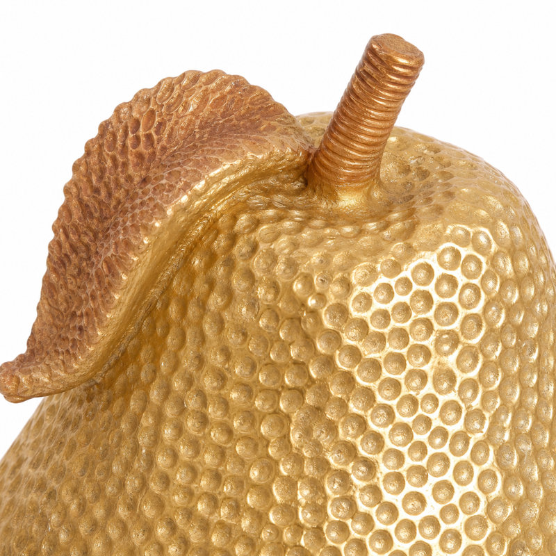 Gold Apple and Pear Ornaments Set of 2, Textured Resin Gold Fruit Decor