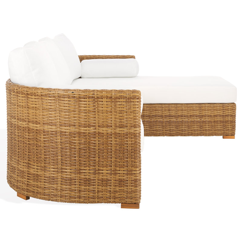 Anguilla Wicker Outdoor Chaise Sectional, Natural