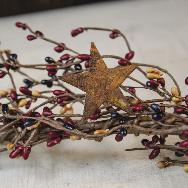 Primrue Pip Berry Garland With Stars Burgundy and Old Gold 40