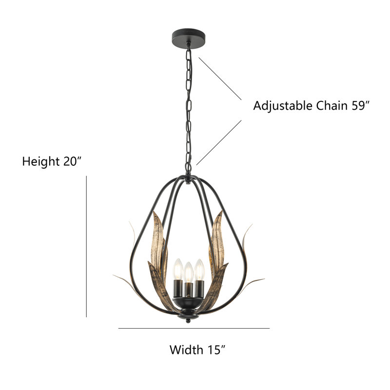 Luminaire suspendu de style campagne moderne à 3 lumières Iashod