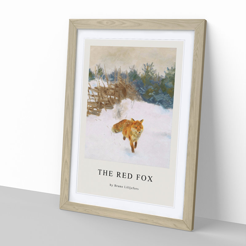Fox In The Snow Vol.1 by Bruno Liljefors - Single Picture Frame Print, Oak Framed, 48cm H x 36cm W x 2cm D