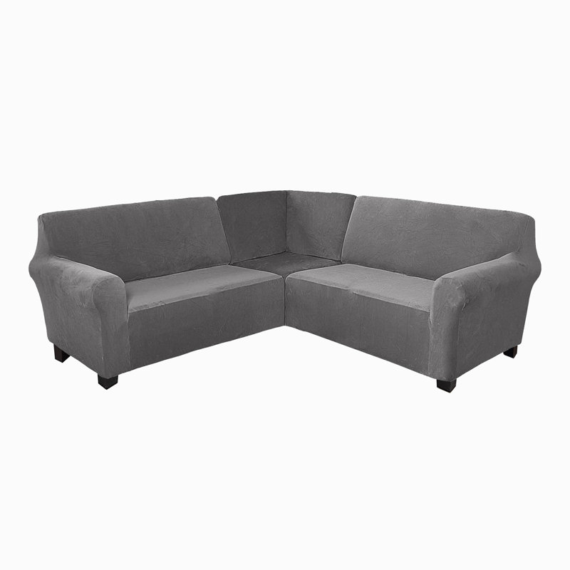 Housse pour canapé de coin Elastic, Gris, H 38 po x l 58 po x P 43 po