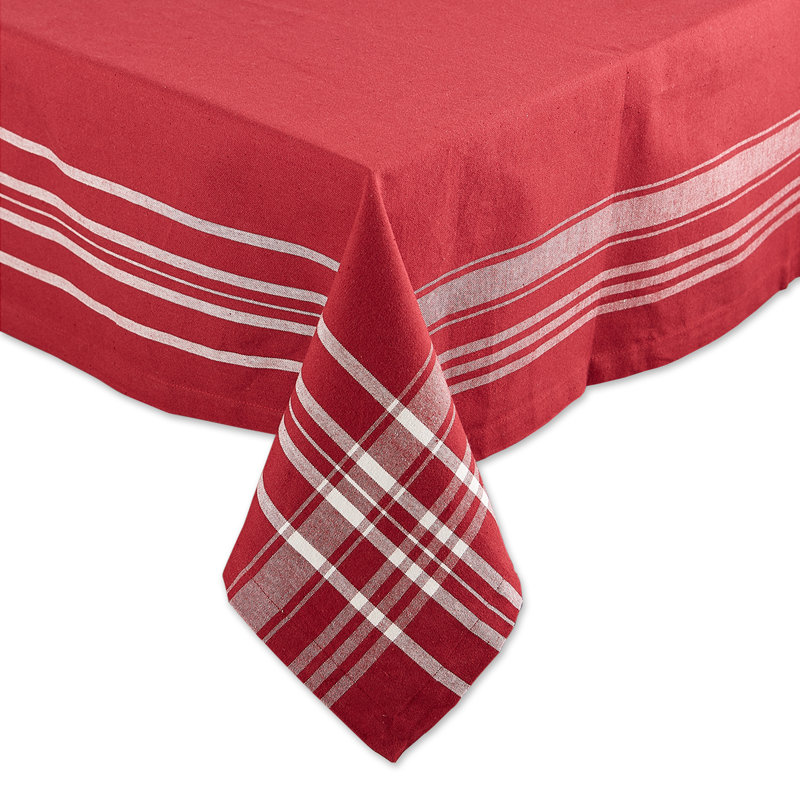 Bundeena Striped 100% Cotton Tablecloth, Red, 60" L x 84" W