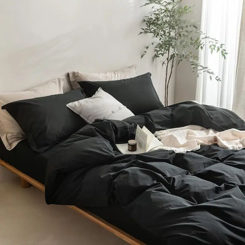 Housse de couette de couleur unie avec tissu doux infroissable