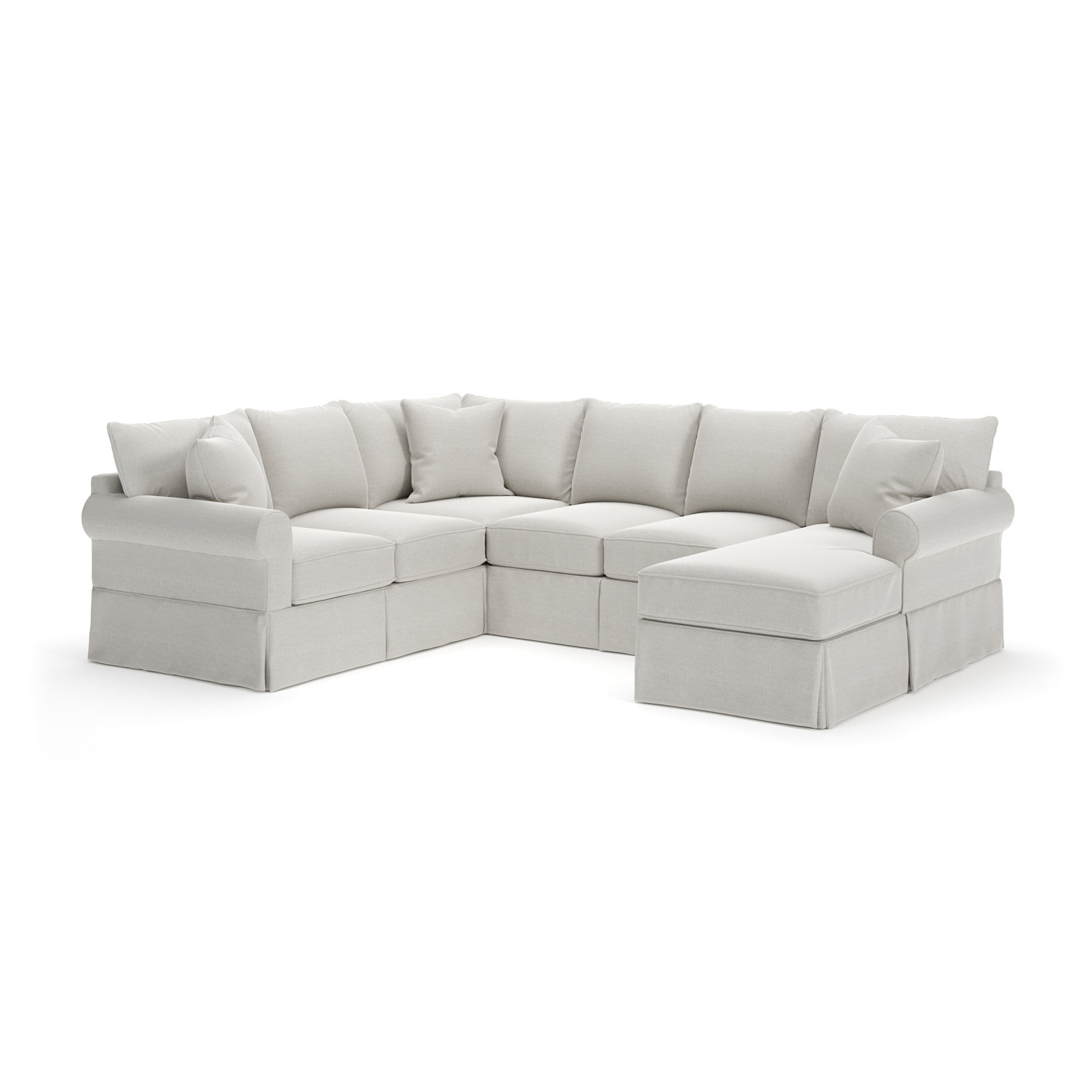 Amari Slipcovered U-Shaped Sectional, Right Hand Facing, Drusky Ivory Sustain® Basketweave