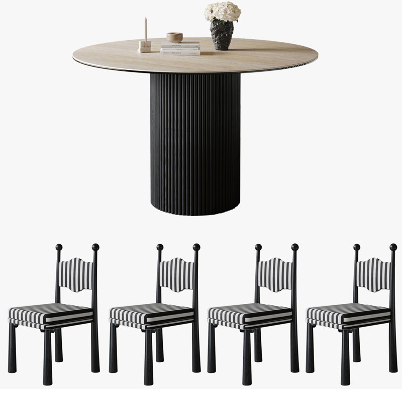 Ensemble de chaises de table rondes rétro françaises