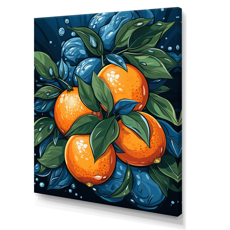 Peinture orange, hommage - art mural fruits, H 32 po x l 24 po x P 1 po