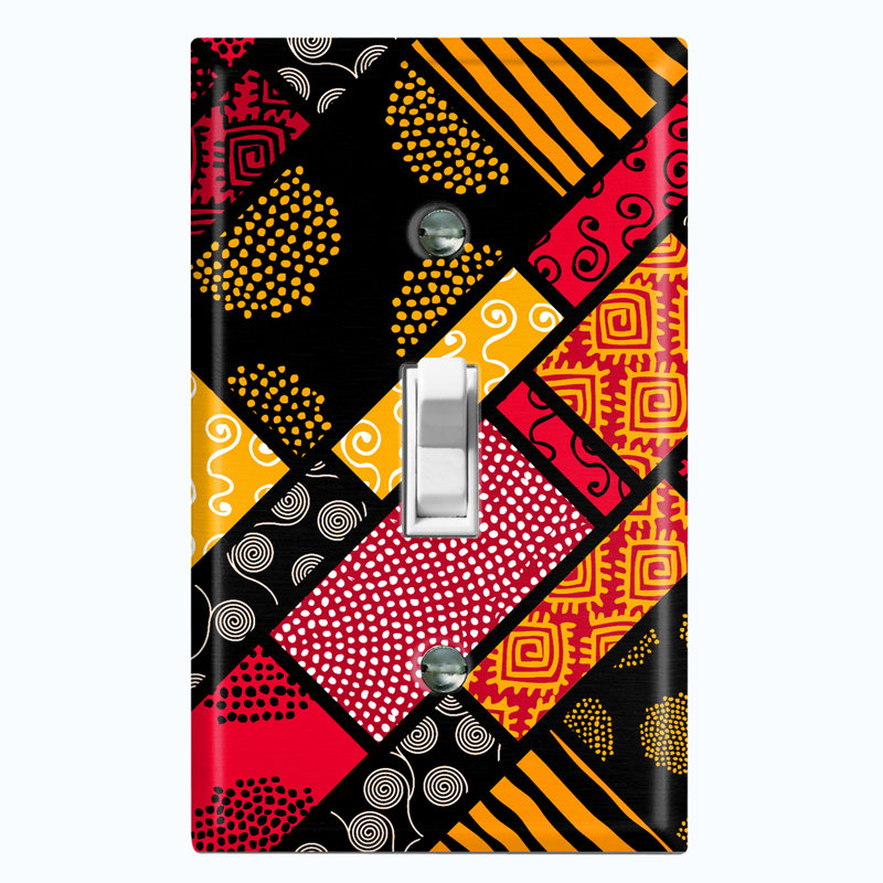 Patterned 1 - Gang Toggle Light Switch Standard Wall Plate, Red