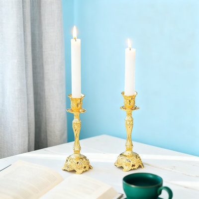 Ornate Candlestick Holders Set Of 2, Deluxe Taper Candle Holders For Weddings, Christmas, And Centerpiece Decor