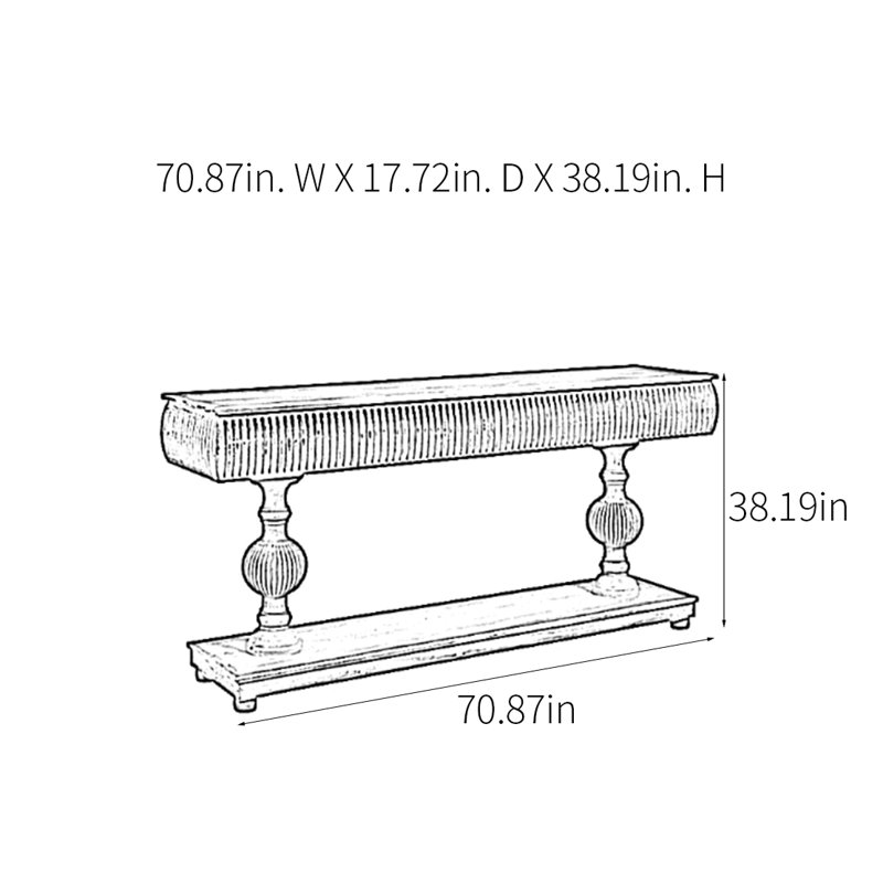 Console American Retro, H 38,19 po x l 70,87 po x P 17,72 po