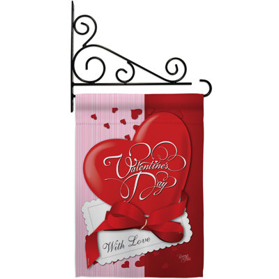 Avec Love 2 faces en polyester 19 x 13 po. Ensemble de drapeaux