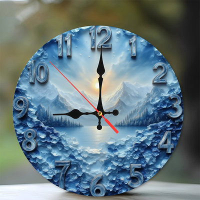 Winter Mountain Lake Clock Face