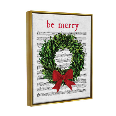«Be Merry Holiday Music Wreath» par Lettered and Lined - impression sur toile