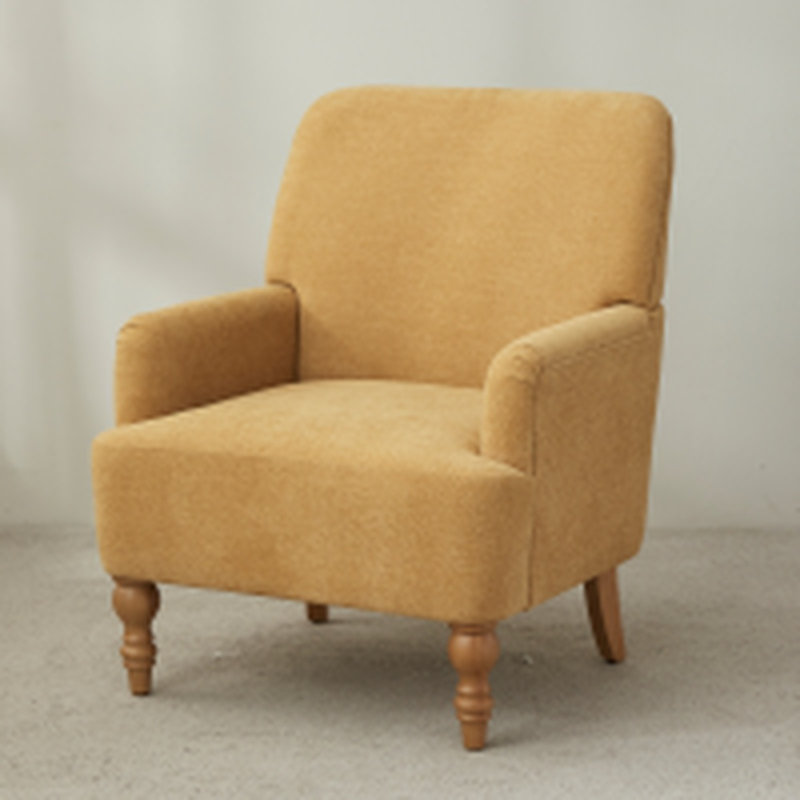 Fauteuil rembourré de 73 cm (28,7 po) avec dossier fixe et pieds en bois massif (ensemble de 2)