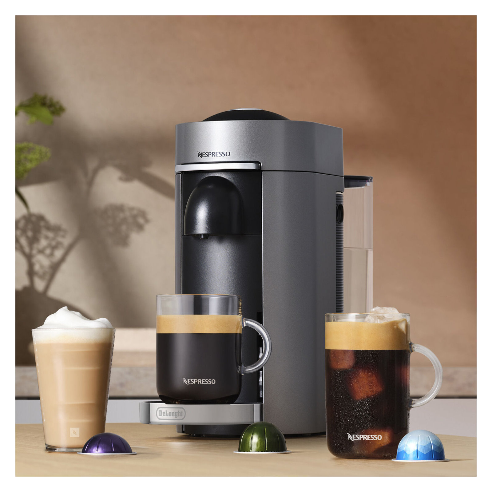 Nespresso VertuoPlus Deluxe Coffee and Espresso Maker by De'Longhi, Titanium