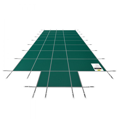 Housse de sécurité pour piscine s'adapte à la couverture rectangulaire de piscine creusée verte Mesh avec marches centrales Housse de sécurité pour piscine