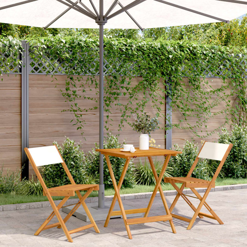 Quentel 2 - Person Wood Patio Dining Set with Square Table, Cream White