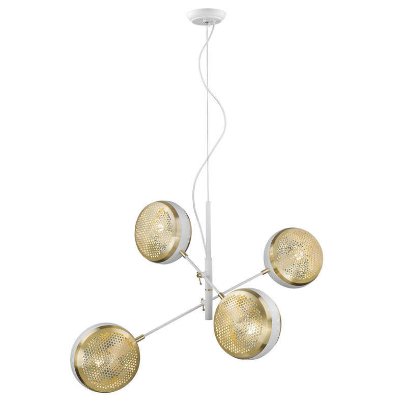 Luminaire suspendu grappe 4 lumières Beloit, Blanc