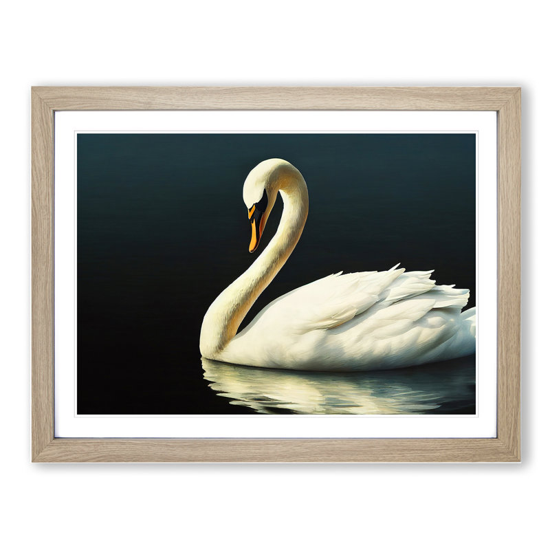 XH1022-9399X Unbelievable Swan 1 Piece Single Picture Frame Wall Art, 25cm H x 34cm W x 2cm D, Oak