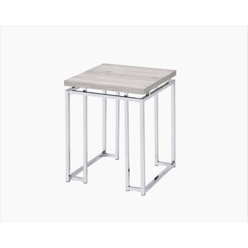 Table de bout en chêne naturel et chrome Chafik