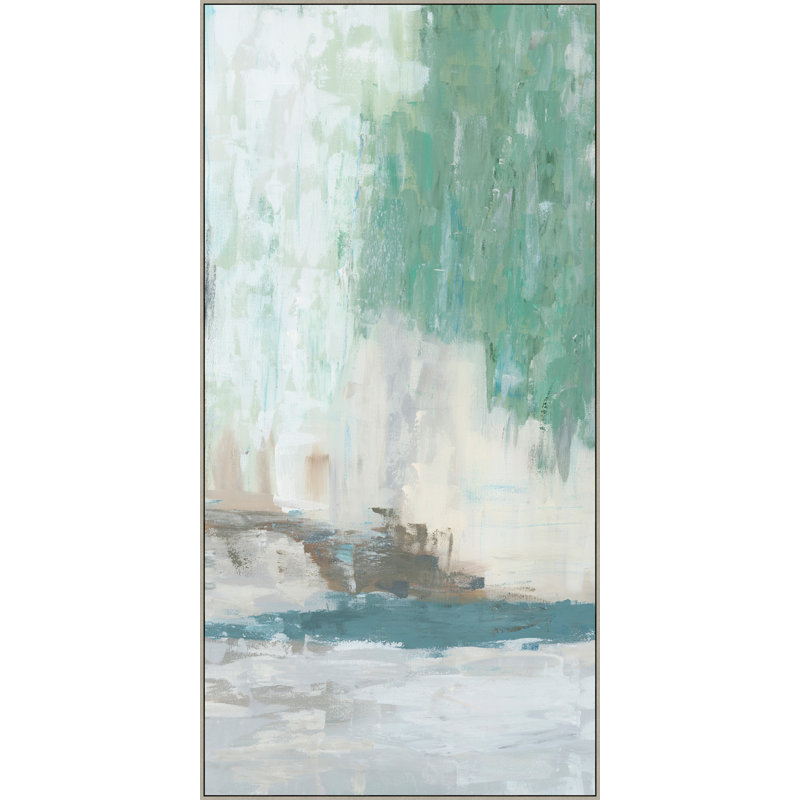 Large Green and Gray Abstract Canvas Print