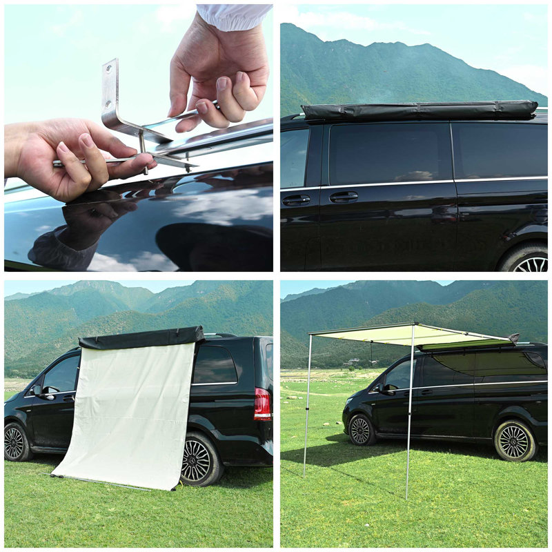 Yescom Fabric, Metal Cover Retractable Side Awning, 78.74" H x 55.12" W x 44.88" D, Beige