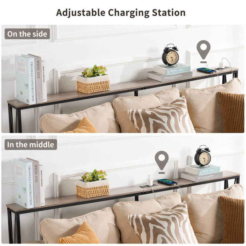 Console Table - Space-Saving Sofa Table With Built-In Outlets & USB Ports, 5.9"D X 70.9"W X 31.5"H, Ideal For Living Room