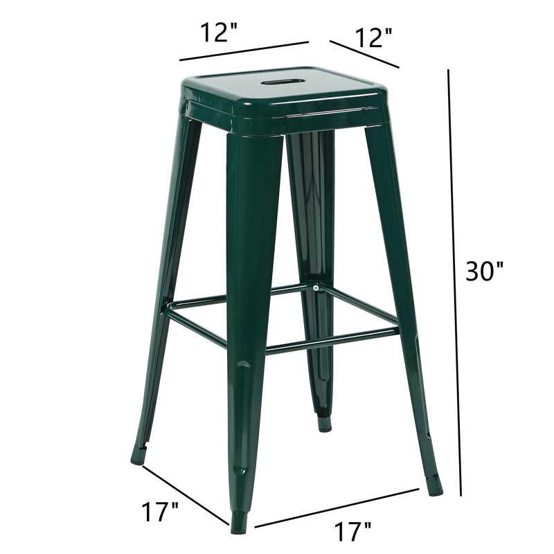 Tabourets de bar en métal de 30 pouces à hauteur de comptoir sans dossier de 2, non empilables, assemblage simple et amovible, espace, pour îlot de cuisine, bar, salle à manger, structure robuste, facile à nettoyer et déformable