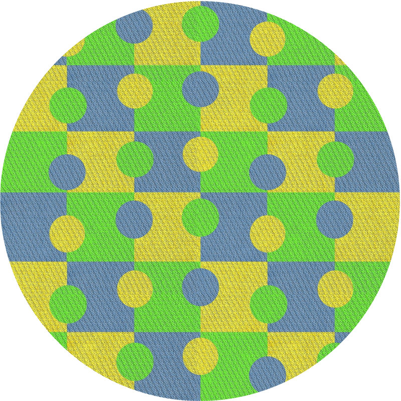 Tapis bleu marine / jaune Antonion, Rond 8 pi
