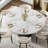 59.08'' Round Dining Table Marble Top, Circle Dining Table with Black Stainless Steel Base-1641117022