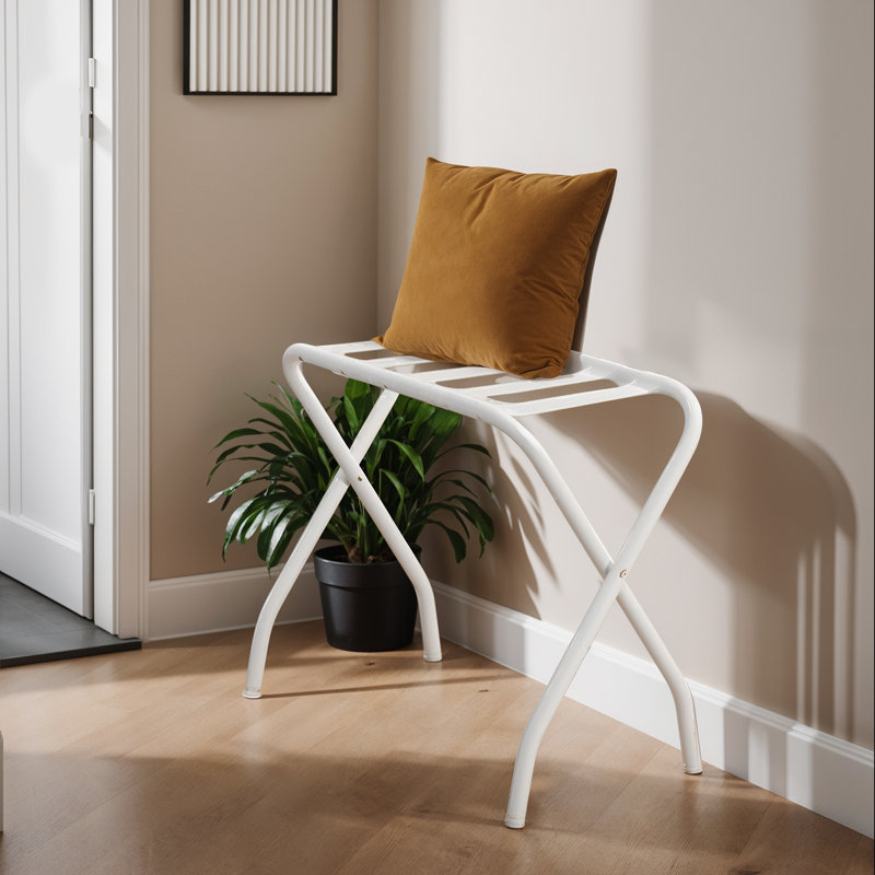 Ensemble de 2 porte-bagages, support de valise pliable avec cadre en acier pour chambre d'amis, chambre à coucher