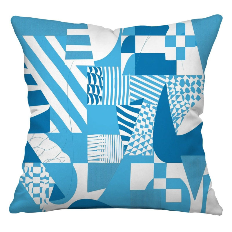 Coussin décoratif réversible à motif géométrique frais, H 18 po x l 18 po