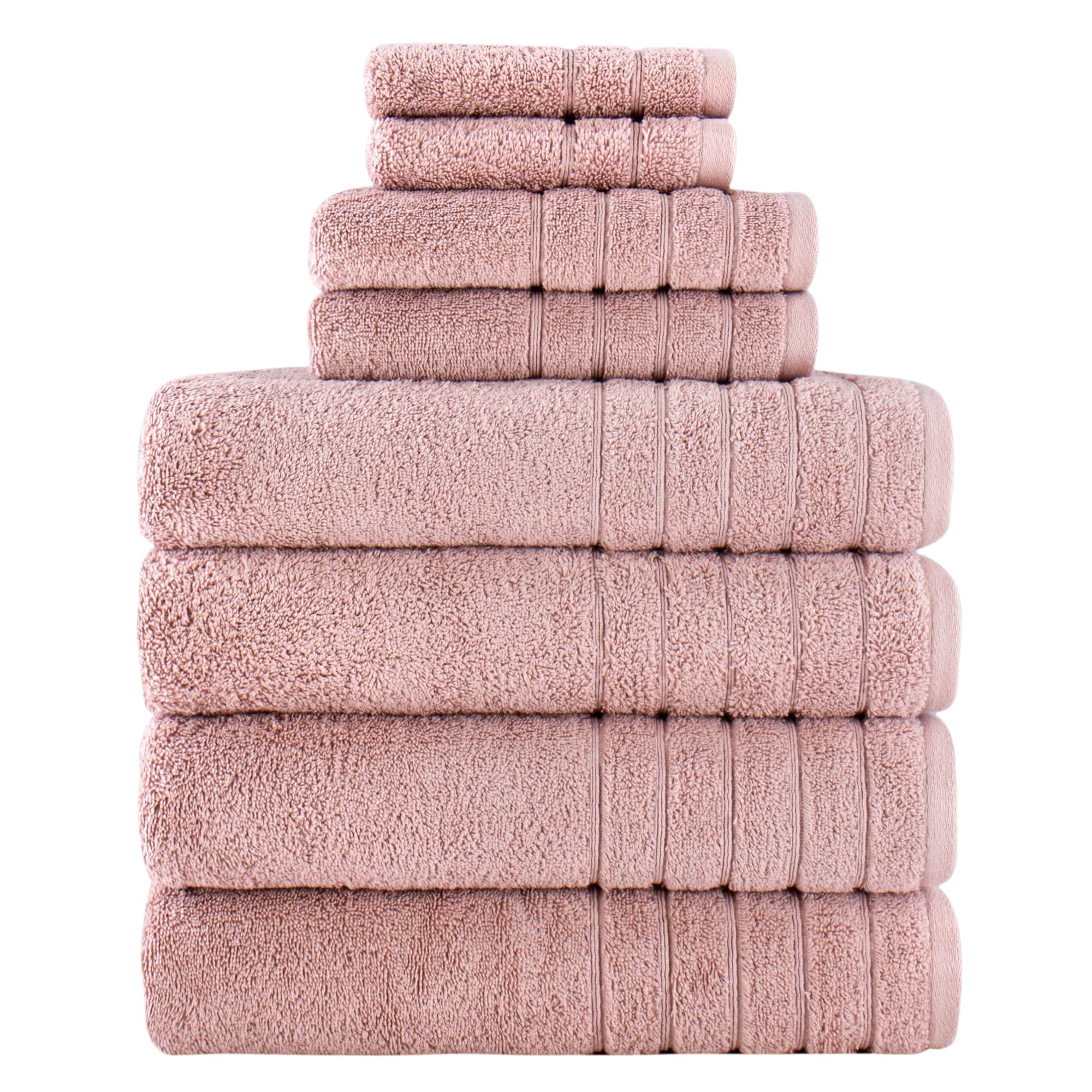 Eider & Ivory™ Abeer Luxury Turkish Cotton Towel Set - Soft, Absorbent, and Durable - Ideal for Bathroom, Spa, and Everyday Use - Set of 8 - Powder Rose