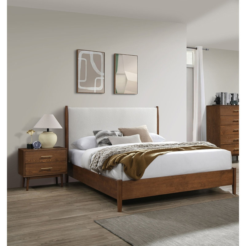 Ensemble de chambre à coucher 3 pièces couleur noyer avec lit très grand Eastern, King