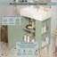 Meuble-lavabo vert 21,6 po, armoire combinée, meuble de rangement pour salle de bain, lavabo simple en céramique, rangement sur le côté droit