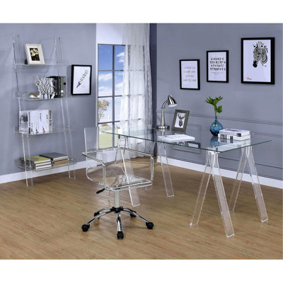 Chaise de bureau en acrylique transparent avec détails et position assise réglable pour les environnements modernes, hauteur de siège et confort de travail optimal