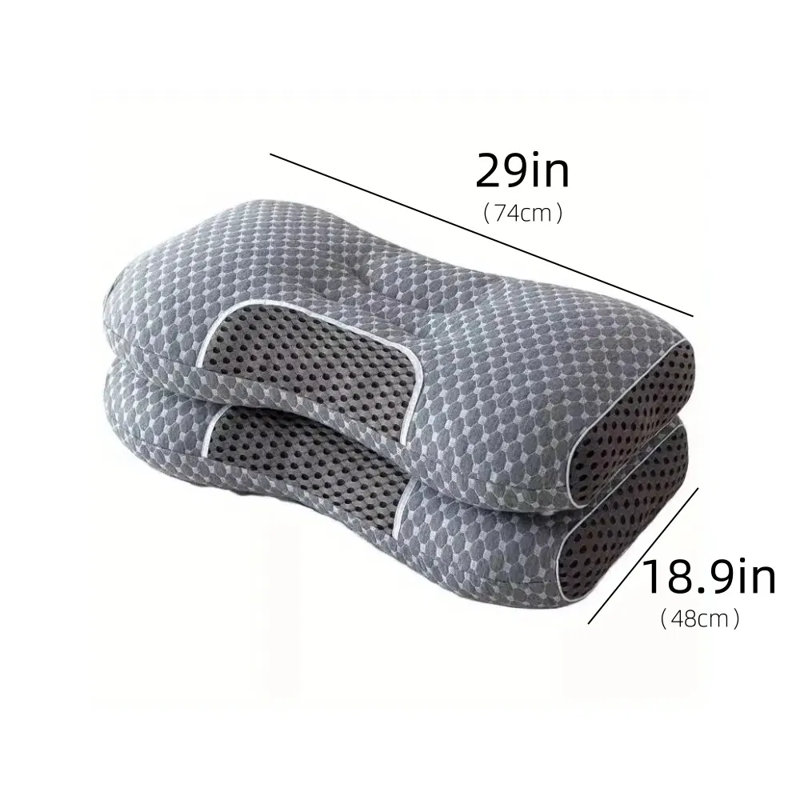 3d Knitted Cotton Massage Pillow (2 Pack) - Ergonomic Neck & Shoulder Support Pillow For Pain Relief, Orthopedic Design For Side/back Sleepers & Desk Workers