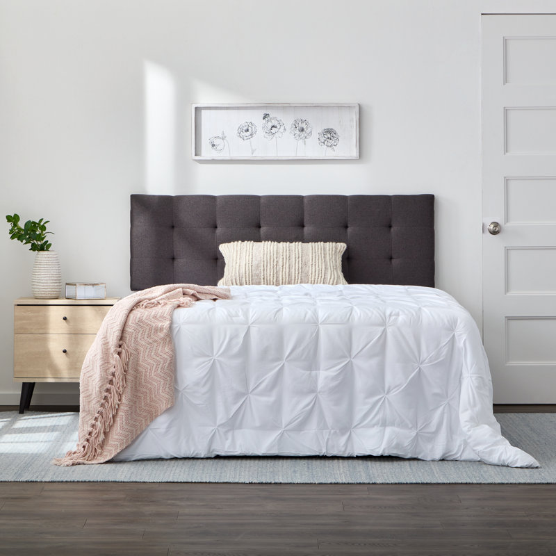 Tête de lit tapissier Aijha, Gris anthracite texturé, Grand