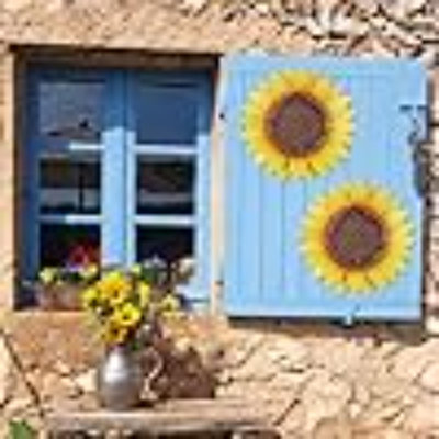 Décoration murale en métal tournesol - 2 pièces 11 po en métal fleur murale décorations de jardin extérieur tournesol cuisine salle de bain suspendue pour intérieur, extérieur, salon, chambre à coucher